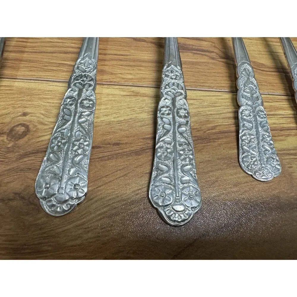 Antique German Silver Alpacca Flatware Set (32 Pieces) - Ornate Scroll Design